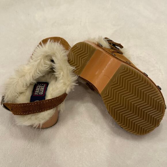 Faded Glory Kids Suede Clog Shoes sz 7 Toddler Slip On Clogs Fur Lined Clogs - Picture 4 of 6